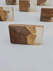 Modern Brutalist Wood & Resin Cabinet Drawer Knob set 12 Rectangular Shape READ