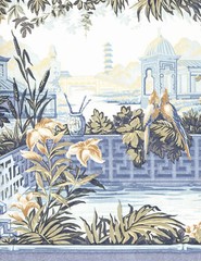 * ORIENTAL ASIAN VAN LUIT 13.5 Wht Wallpaper bordeR Wall