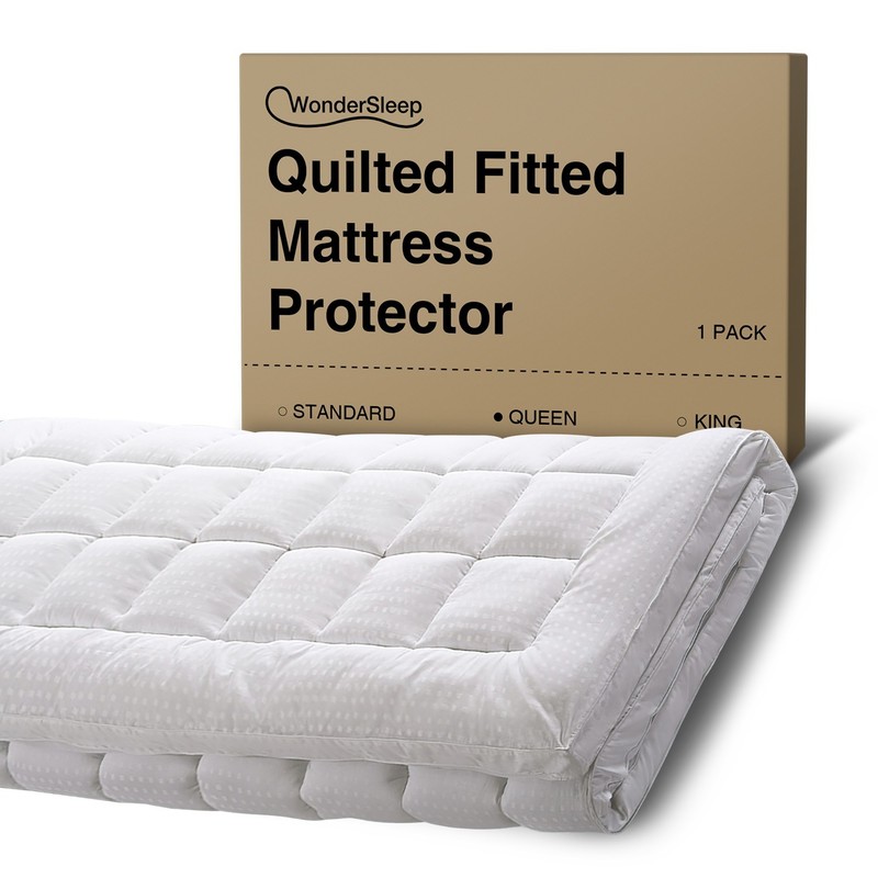 WonderSleep Queen Size Mattress Pad Cover Quilted Fitted Protector – Queen Size