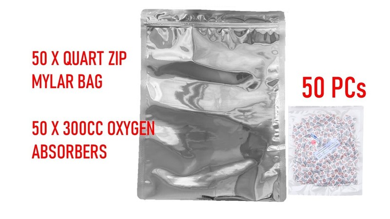 NO STOCK1 Quart Mylar Bags Zip Seal Reusable Food Storage+300CC Oxygen Absorbers gallery