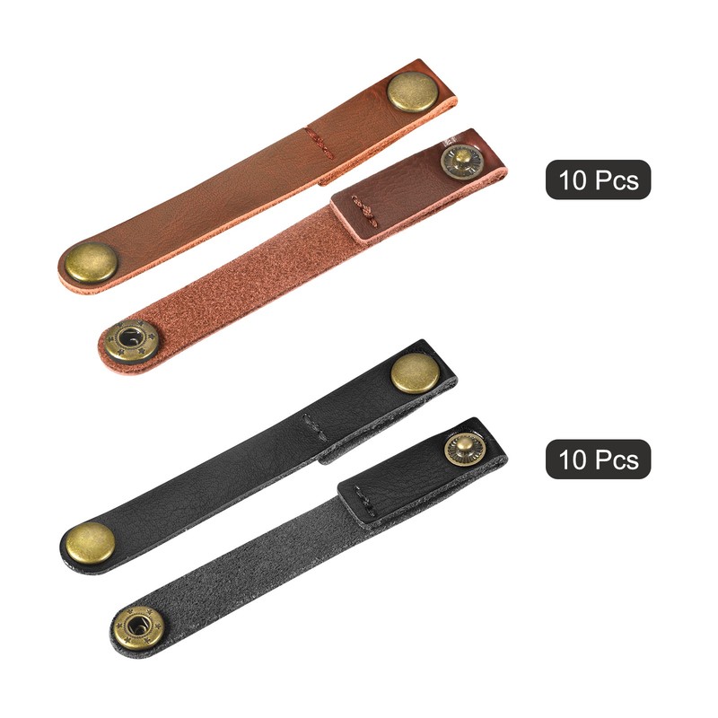 20Pcs Black/Light Brown Leather Cable Strap Cable Ties for Cord gallery