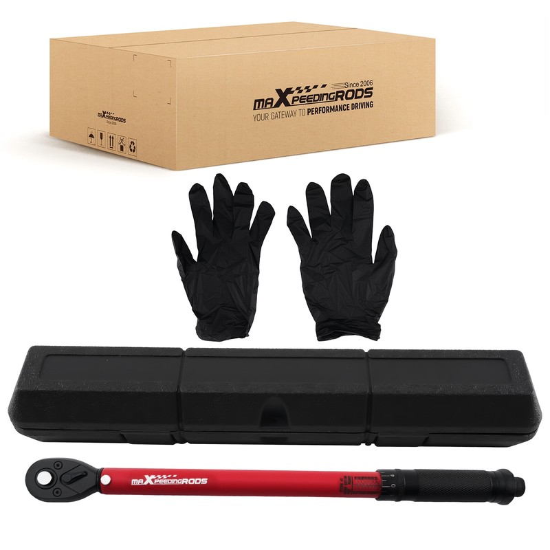 3/8″ Click Torque Wrench 10-80 Ft-Lb with Extension Bar & Adapters Kit NEW