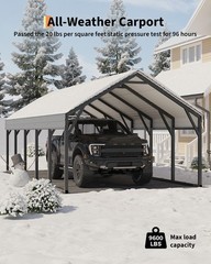 Metal Carport 10×15/12×13/12×20/12×26 ft Permanent Shelter for Tractors,Truck
