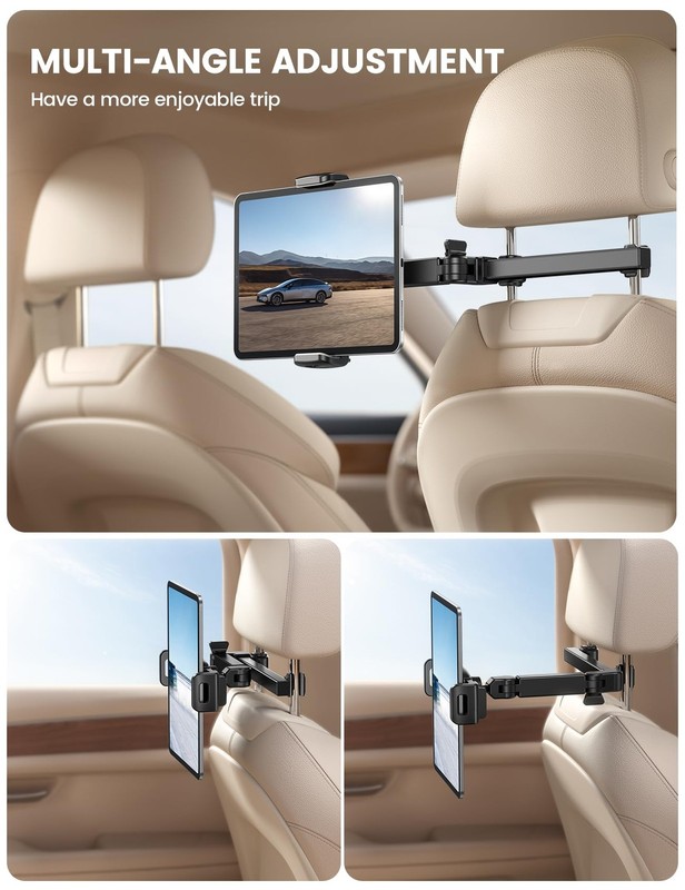 Lamicall Car Headrest Tablet Holder - [3 in 1 Extension Arm] Adjustable Tablet C gallery