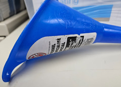 USED Blitz Large Blue Plastic Funnel Oval Oil for Automotive Use Spill Saver
