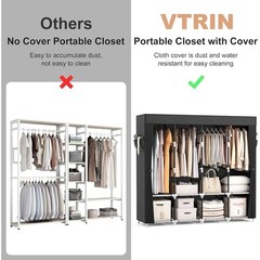 Portable Freestanding Closet Organizer W/ Cover Large Capacity Garment Rack New