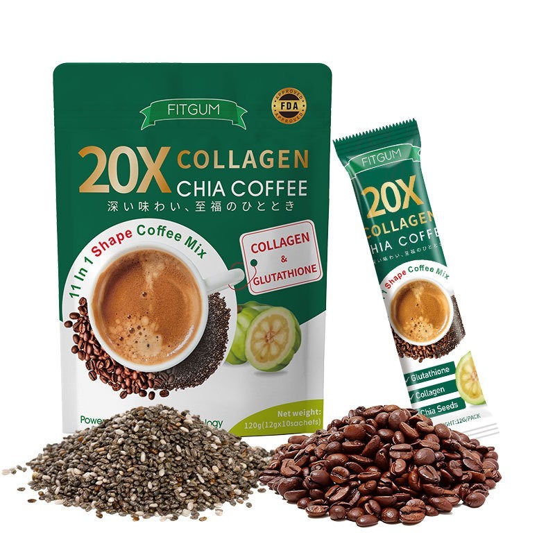 20x Collagen Chia Coffee Beauty Anti-Aging Improve Skin Elasticity 10 Packs