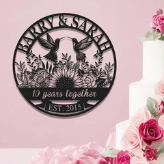 10 Years Anniversary Metal Sign Wall Art, Personalized 10th Wedding Gift Decor
