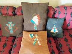 Throw Pillows ( Set of 4 ) Native American Designs, Handmade, Multicolored