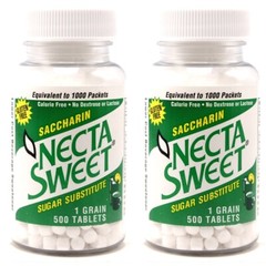2 500-Tablet Bottles 1 Grain Necta Sweet Saccharin Tablets NectaSweet