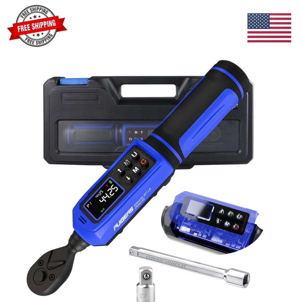 Digital Torque Wrench 3/8 Inch Drive 0.66-44.3 FT.LB 0.9-60Nm,Electronic Inch…