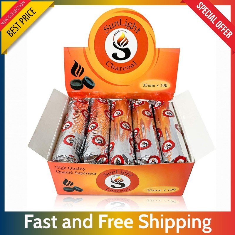 100 Ct Charcoal Tablets 33 mm – Quick Light Discs for Incense Resin Burner Rolls