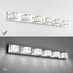 6 Lights 41in Crystal Vanity Lights Over Mirror Long Bathroom Lighting Fixture M