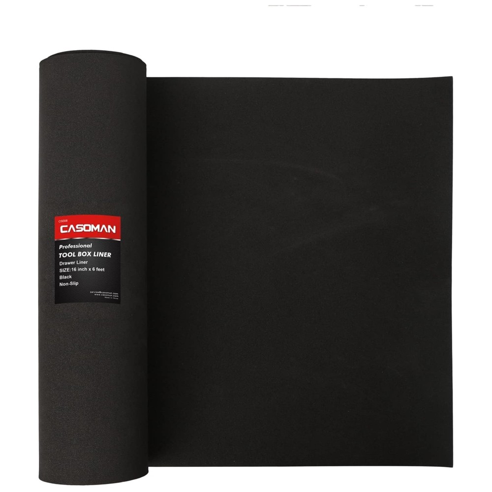 Customizable Black Tool Box Liner – 16″ Wide x 6′ Long, Stain Resistant EVA Mat