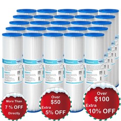 25 Pack 10″x2.5″ Whole House System Pleated Sediment Water Filter 5/20/50 Micron