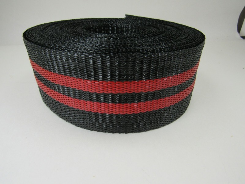 Aluminum lawn chair replacement webbing 40 feet new RED and BLACK, 2 1/4in wide