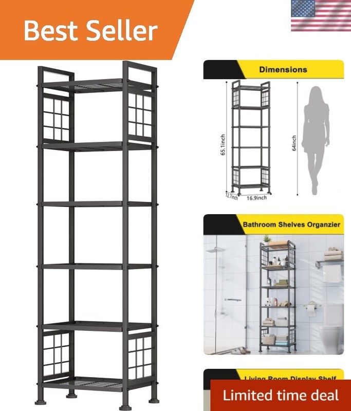 6-Wire Standing Storage Shelf for Bathroom Organizers and Storage & Laundry R…