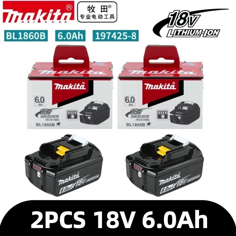 2 x Makita BL1860B-2 18V LXT Lithium-Ion 6.0 Ah Battery – New – USA SHIP