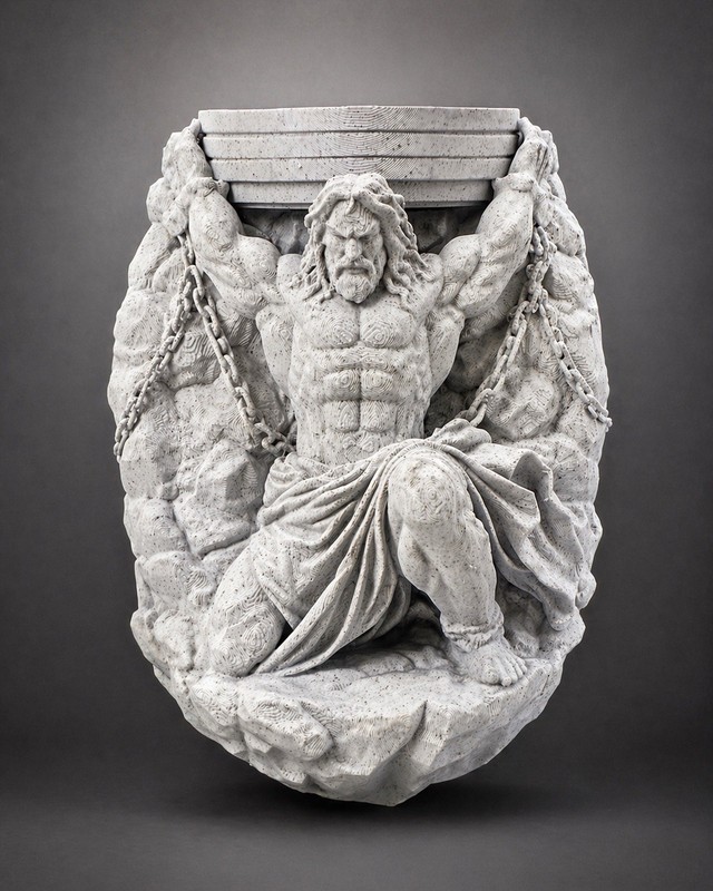 Atlas Wall Sculpture Home Gym Decor Greek Mythology Titan Statue Weightlifter 9”