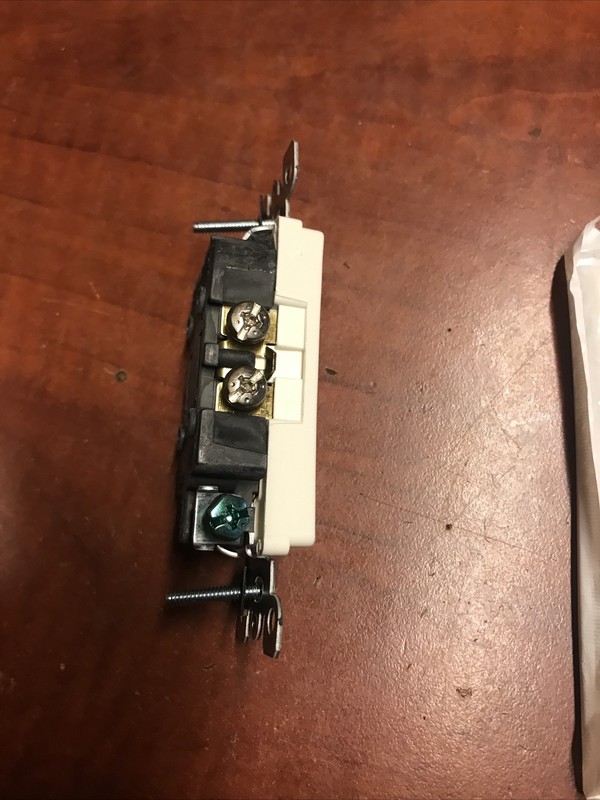 1x New Leviton Decora 15 amps 125 volt White Outlet 5-15R 5325-WMP w/Wallplate gallery