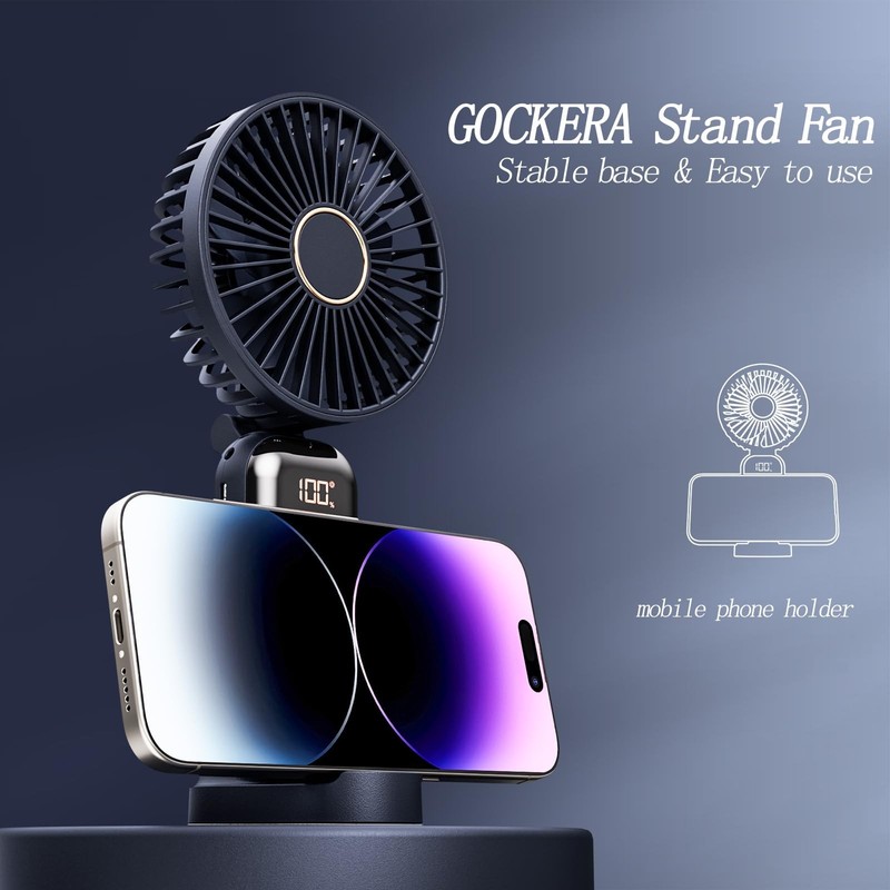 Portable Fan, 4200mAh Battery Operated Fan, 5 Speeds&Digital Display, Makeup ... gallery