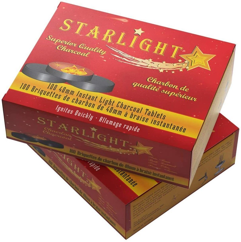 100 Ct Starlight 40 mm Round Charcoal Disc Hookah Narghile Incense Slow Burn
