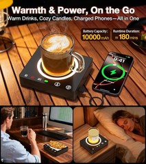 Mug Warmer, Cordless 180 Min Battery Life, 10000mAh Portable Charger, Wireless C