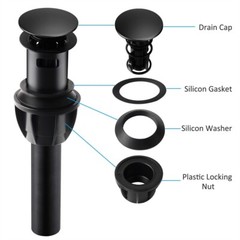 2 Pack Push and Seal Pop Up Drain Stopper with Overflow for Bathroom Sink Faucet