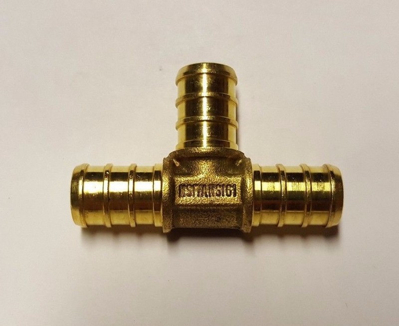25 PIECES 1/2″ X 1/2″ X 1/2″ PEX TEE – BRASS CRIMP FITTINGS (LEAD-FREE BRASS)