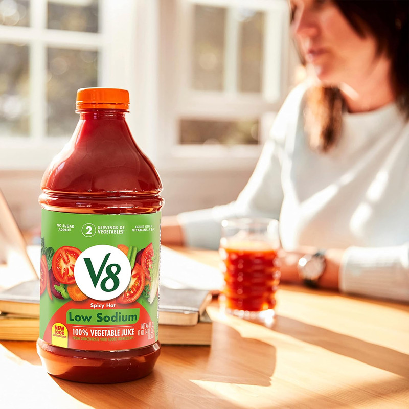 V8 Low Sodium Spicy Hot Vegetable Juice 46 oz Bottles – 6 Pack gallery
