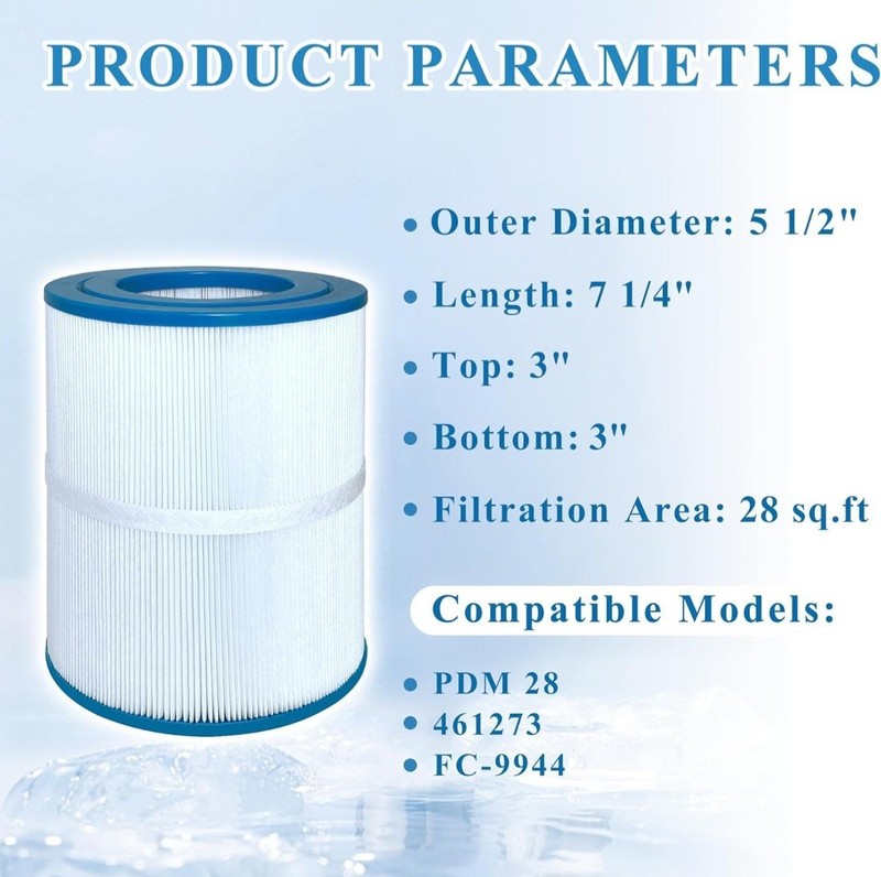 Spa & Pool Filter Cartridge PDM28 28 sq ft 2-Pack 5 1/2in x 7 1/4in FC-9944