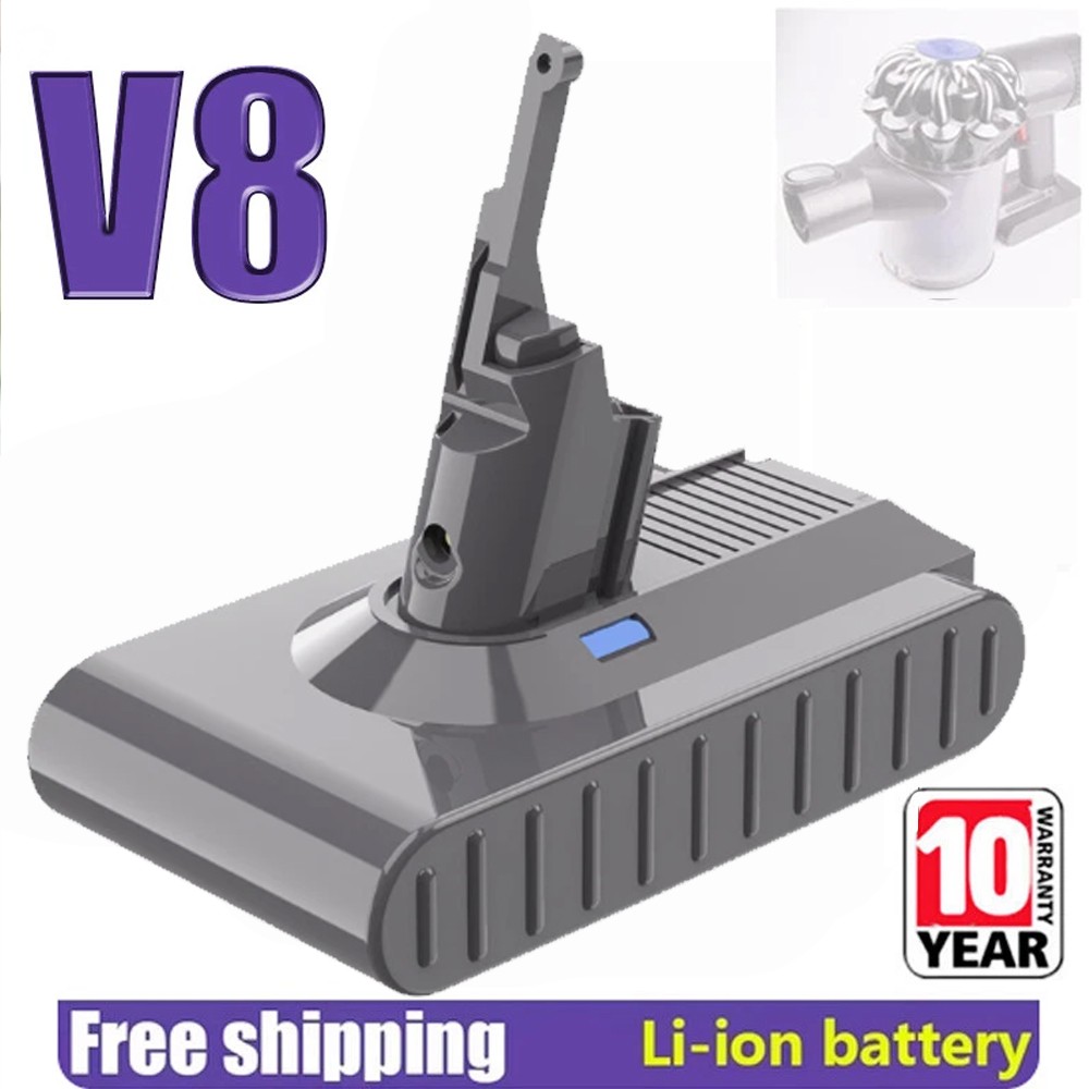 Battery For Dyson V8 Absolute 21.6V 6400mAh V8 SV10 Animal Fluffy Vacuum Cleaner