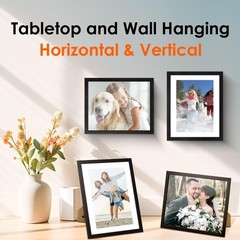 FIXSMITH 8×10 Black Picture Frame for Wall or Tabletop Display with Matting