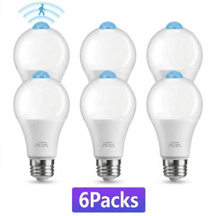 6-Pack Motion Sensor Light Bulb Dusk to Dawn LED 9W (60W Eq) E26 PIR Security