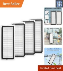 Replacement HEPA Filter Kit for Roborock QRevo S, Pro, Plus – 4 Washable Filters