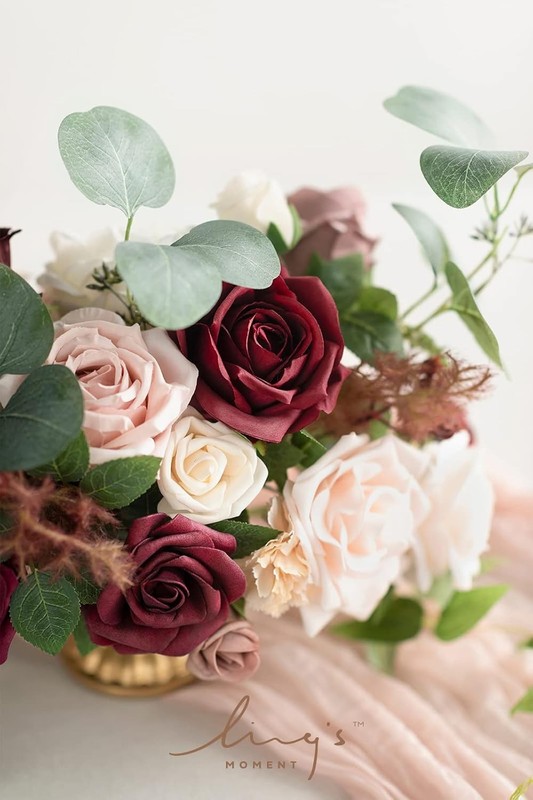 Ling's moment Wedding Centerpiece Flower with Vase for Ceremony/Reception Tablet gallery