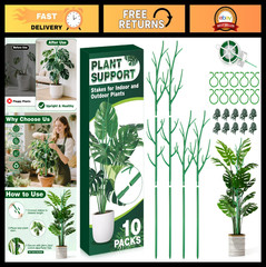 4 Pack Plant Support Stakes for Indoor/Outdoor Climbing Plants, Stackable Stem S