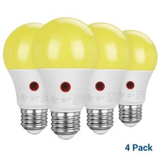 DEWENWILS Dusk to Dawn LED Bulb 2000K Amber Bug Light 9W 60W Eqv 4-Pack