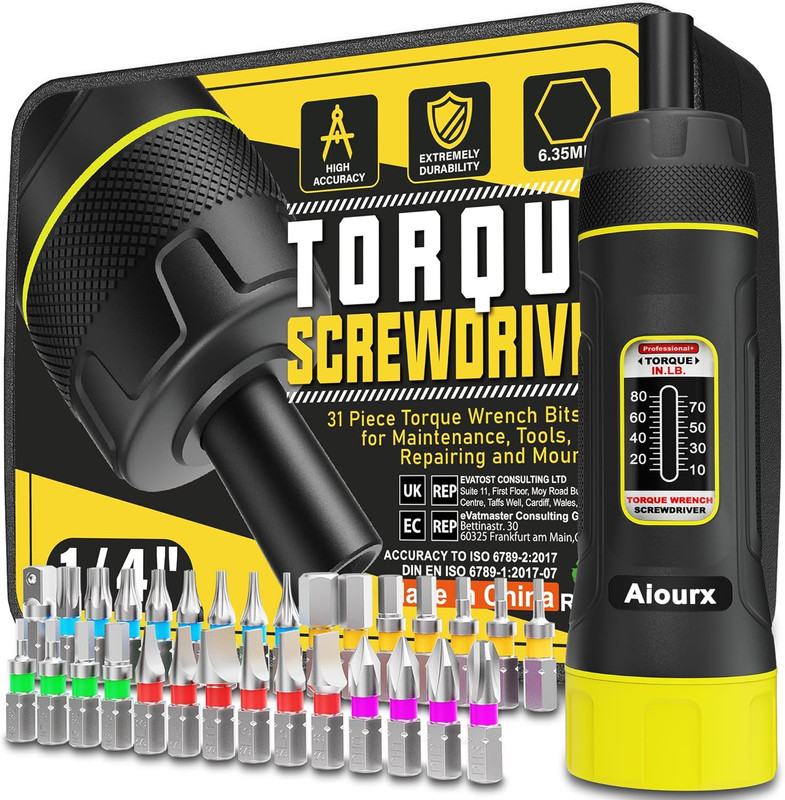 Torque Screwdriver Set, 10-80 Inch Pounds Lbs, 31 Piece 1/4" Drive Torque Screwd gallery