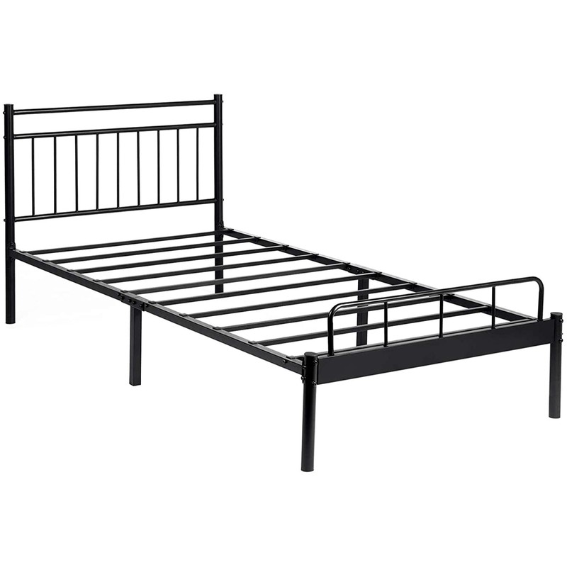 Garden Elements Luna Steel Modern Twin Bed Frame, Black Frame for Twin Mattress