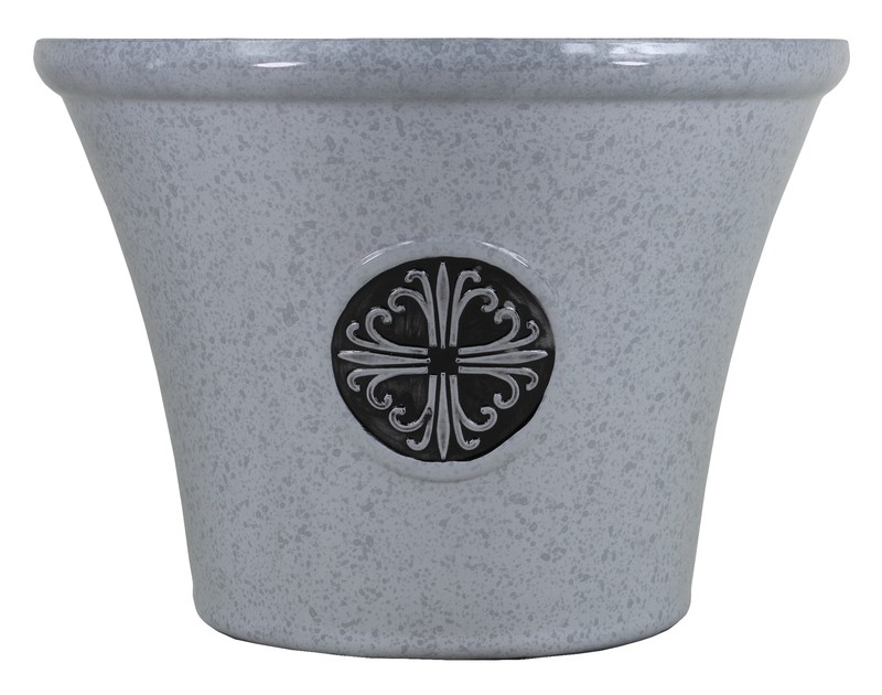 Garden Elements Logo Large Plastic Modern Planter, Gray, 14.75″