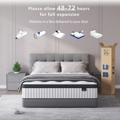 12 14 Inch Queen Hybrid Mattress Pocket Spring Cooling Gel Foam Medium Firm Grey