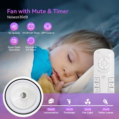 19IN Smart Bladeless Ceiling Fan with RGB Light Remote LED Voice/App Control US