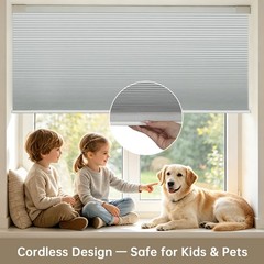 No Drill No Tools Honeycomb Blackout Cellular Shades Cordless Blinds for Windows