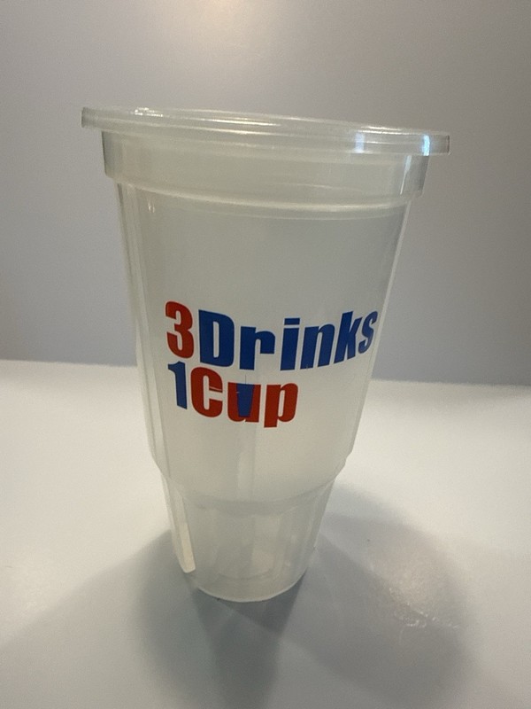 3 Drinks 1 Cup Stackable Party Cups – 4 Pack – 24 oz Total – Three 8 oz Chambers
