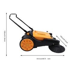 41 in Hand Push Sweeper Broom Walk-Behind Pavement Mall Floor Sweeping Tool 55L