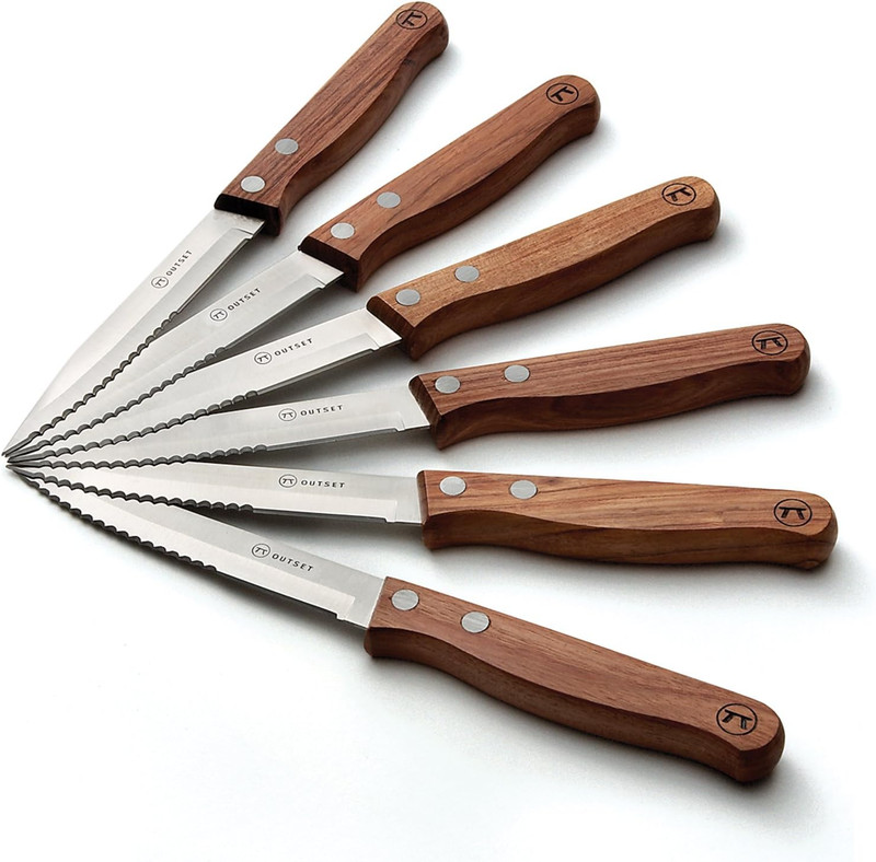 Rosewood Handle Serrated Steak Knives, Set of 6