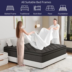 12″ Hybrid Mattress in a Box Pocket Spring Gel Memory Foam Twin Full Queen King