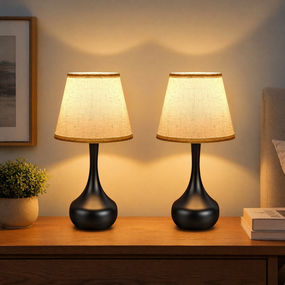 17» Set of 2 Table Lamps Touch 3-Way Dimmable for Bedroom Living Room Bedside