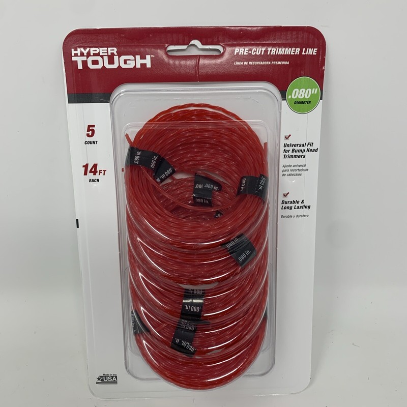 Hyper Tough 5 count Nylon Trimmer Line Coil – .080” X 14’ ea Coil Universal Fit